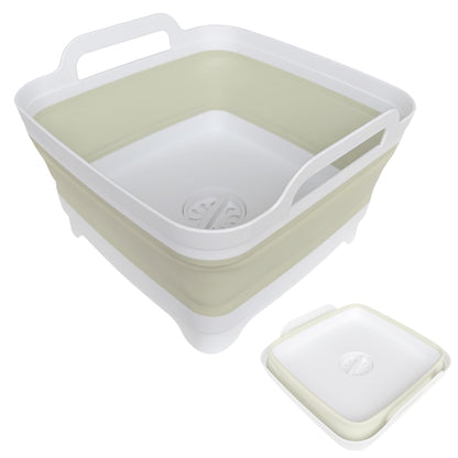 Collapsible Wash Basin for Baby Bottles - 2.4 Gallons Portable Wash Bin for RV Camping Sink, Space-Saving Dish Tub (Gray)