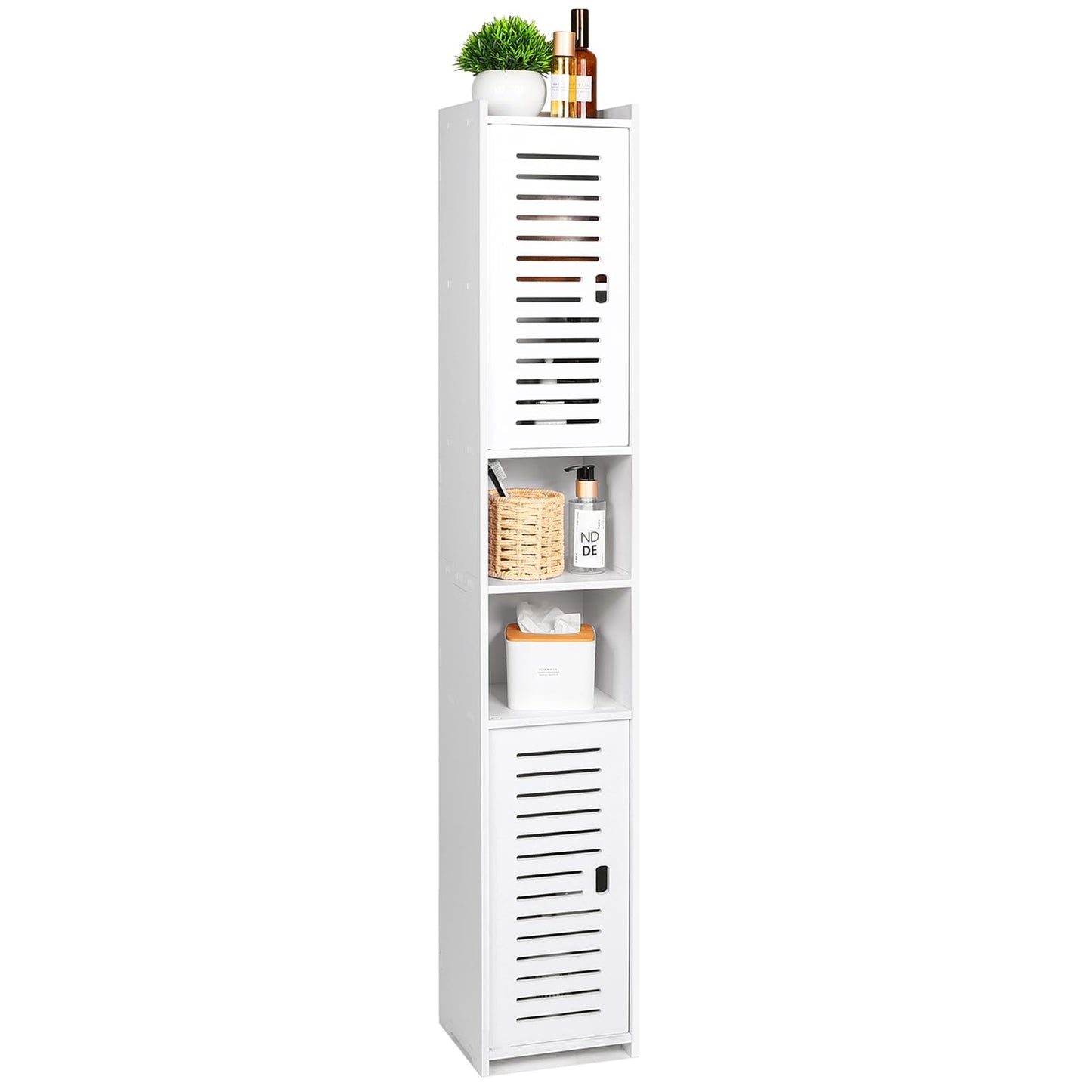 AIIKTOTA BBathroom Storage Cabinet, Floor Standing Display Cabinet, Home Storage Furniture Organizer Unit for Office Living Room Kitchen Entryway, White