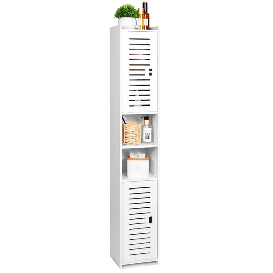 AIIKTOTA BBathroom Storage Cabinet, Floor Standing Display Cabinet, Home Storage Furniture Organizer Unit for Office Living Room Kitchen Entryway, White