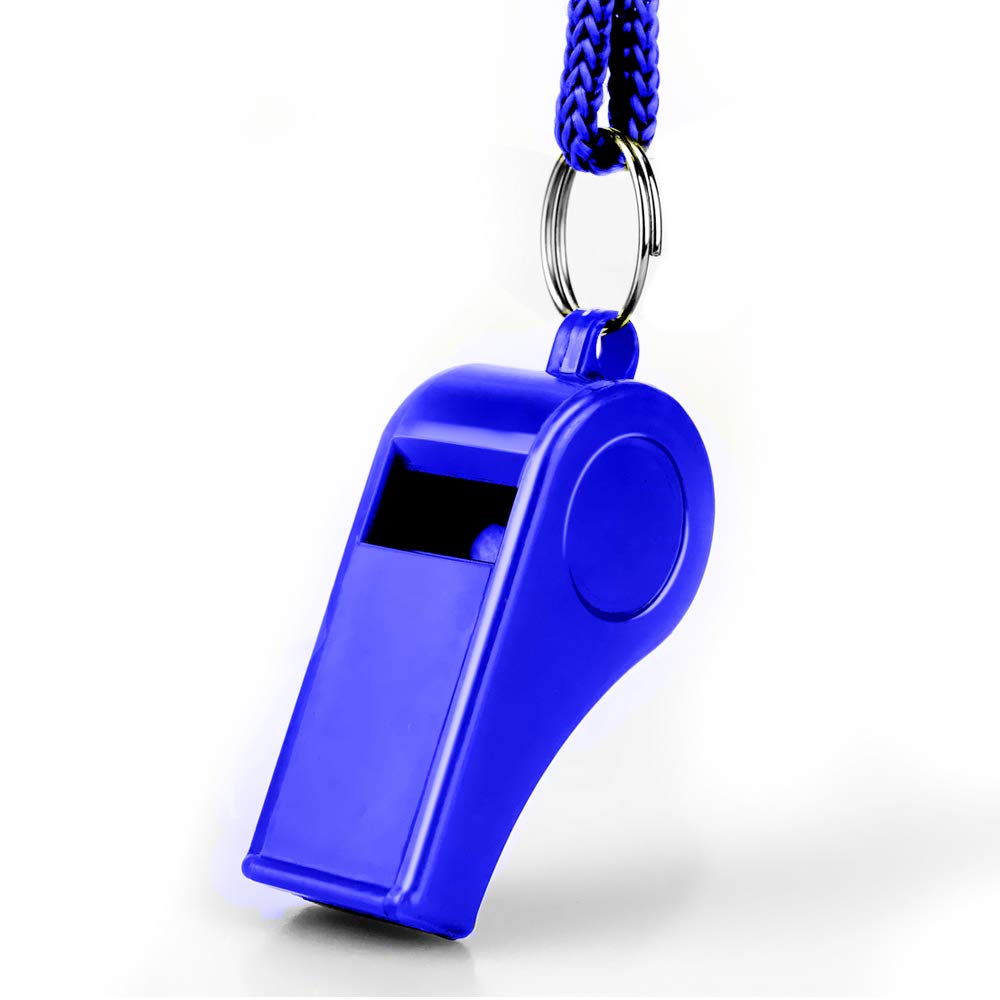 Hipat Whistle with Lanyard, 2 Packs Blue Plastic Whistles, Extra Loud Sports Whistles Great for Coach, Referee, Basketball, Lifeguard, Survival