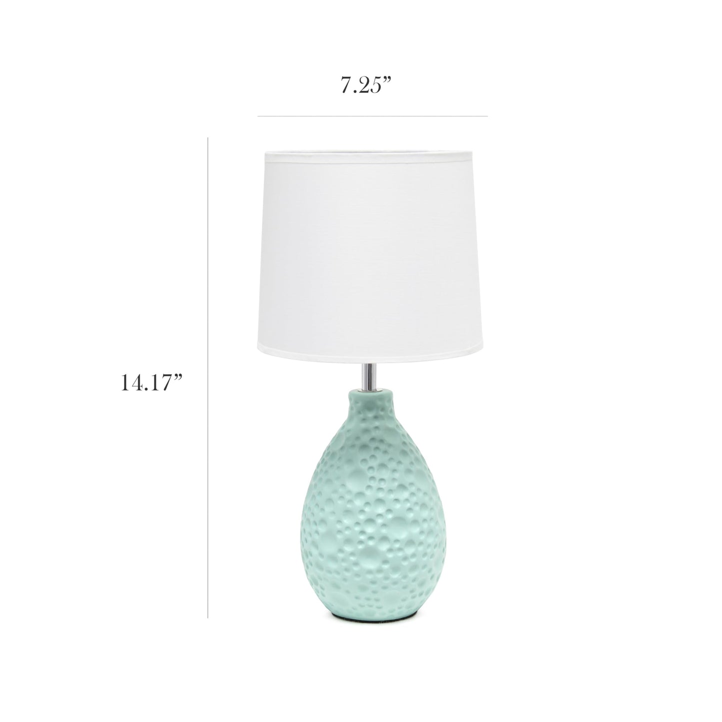 Simple Designs LT2003-BLU-LB 14.17" Textured Stucco Ceramic Oval Table Lamp with LED Bulb, Blue