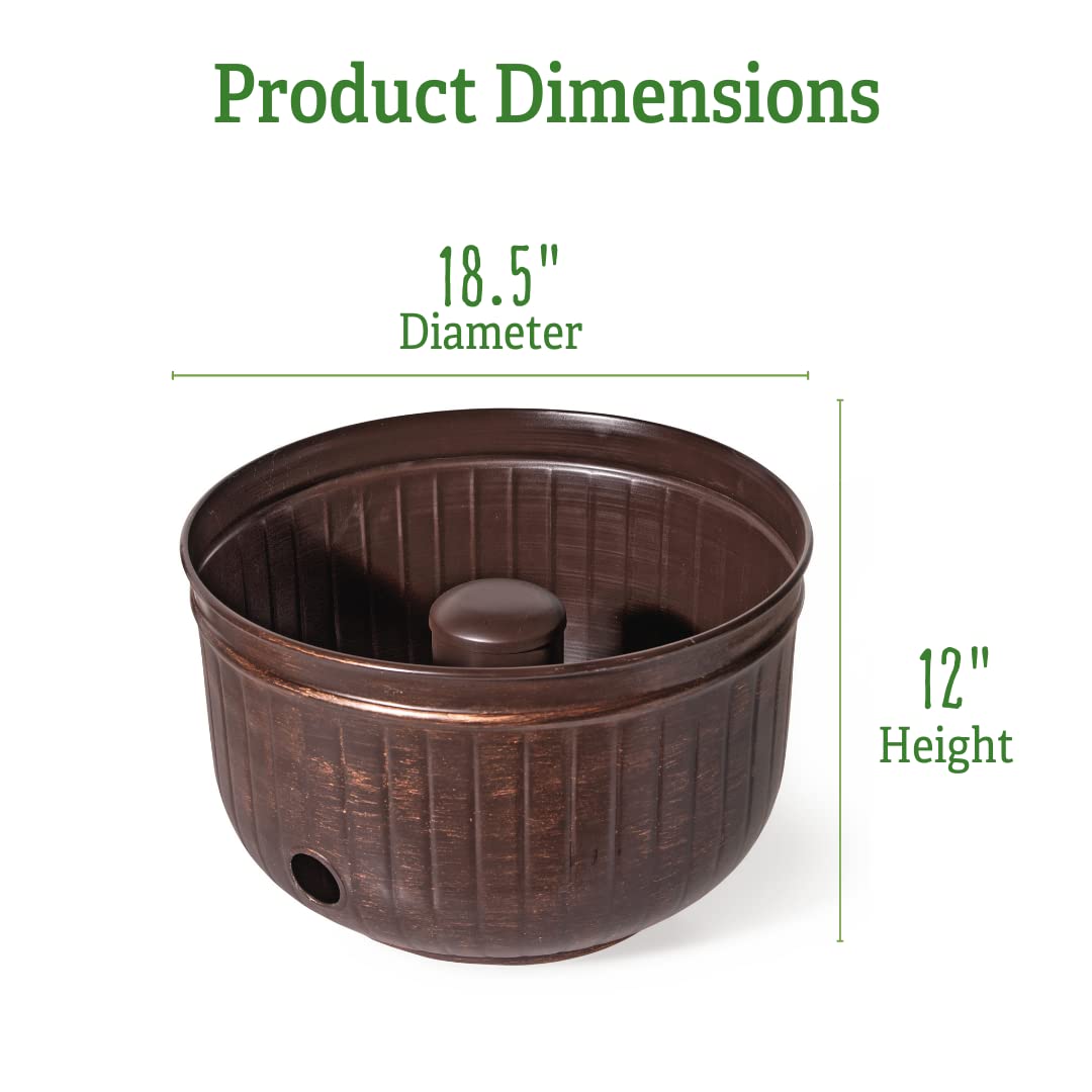 Gardener's Supply Company Garden Hose Pot | Elegant Brushed Bronze Brown Decorative Watering Hose Storage with Side Hole | Ideal Hose Holder for Outdoor Garden, Backyard, & Patio | Holds 100ft Hose