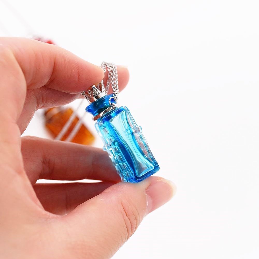 CoolDIY Handcrafted Glaze Glass Square Refillable Essential Oil Necklace Pendant - Aromatherapy Perfume Diffuser Pendant with Stainless Steel Chain (Purple)