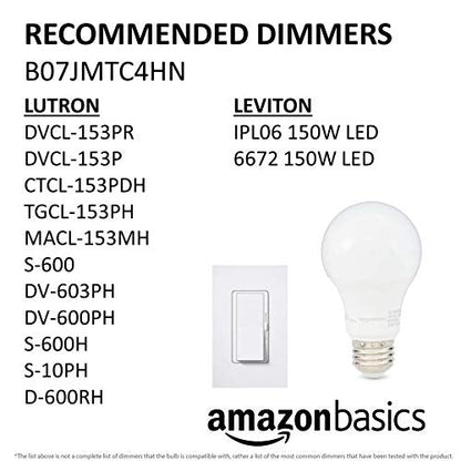 Amazon Basics A19 LED Light Bulbs, 60 Watt Equivalent, Energy Efficient 9W, E26 Standard Base, Soft White 2700K, Dimmable, 10,000 Hour Lifetime , 6-Pack