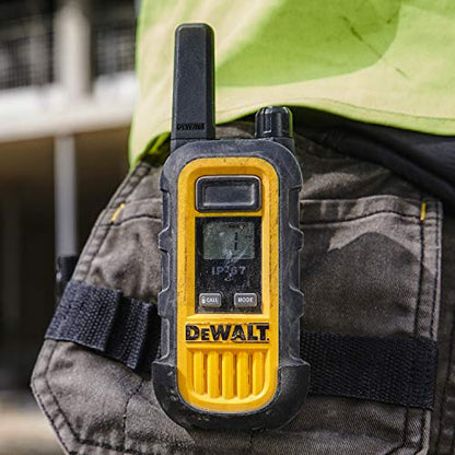 DEWALT DXFRS800 FRS Walkie Talkies Long Range 2 Way Radio, 2 Watt, Waterproof & Rechargeable, 2 Pack