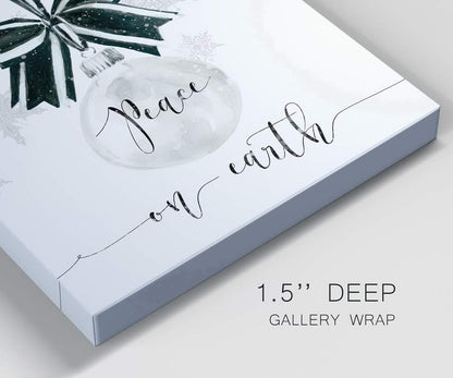 Renditions Gallery Peace on Earth Ornament Wall Art, Cute Christmas & Winter Artwork, Black & White Snowflake, Premium Gallery Wrapped Canvas Decor, Ready to Hang, 24 in H x 24 in W, Made in America