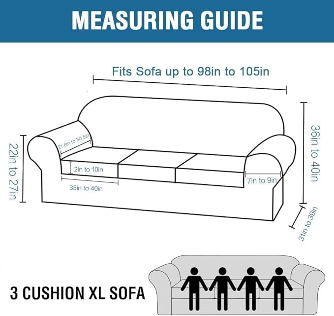 H.VERSAILTEX Velvet 4 Piece High Stretch Sofa Slipcover Cover Furniture
