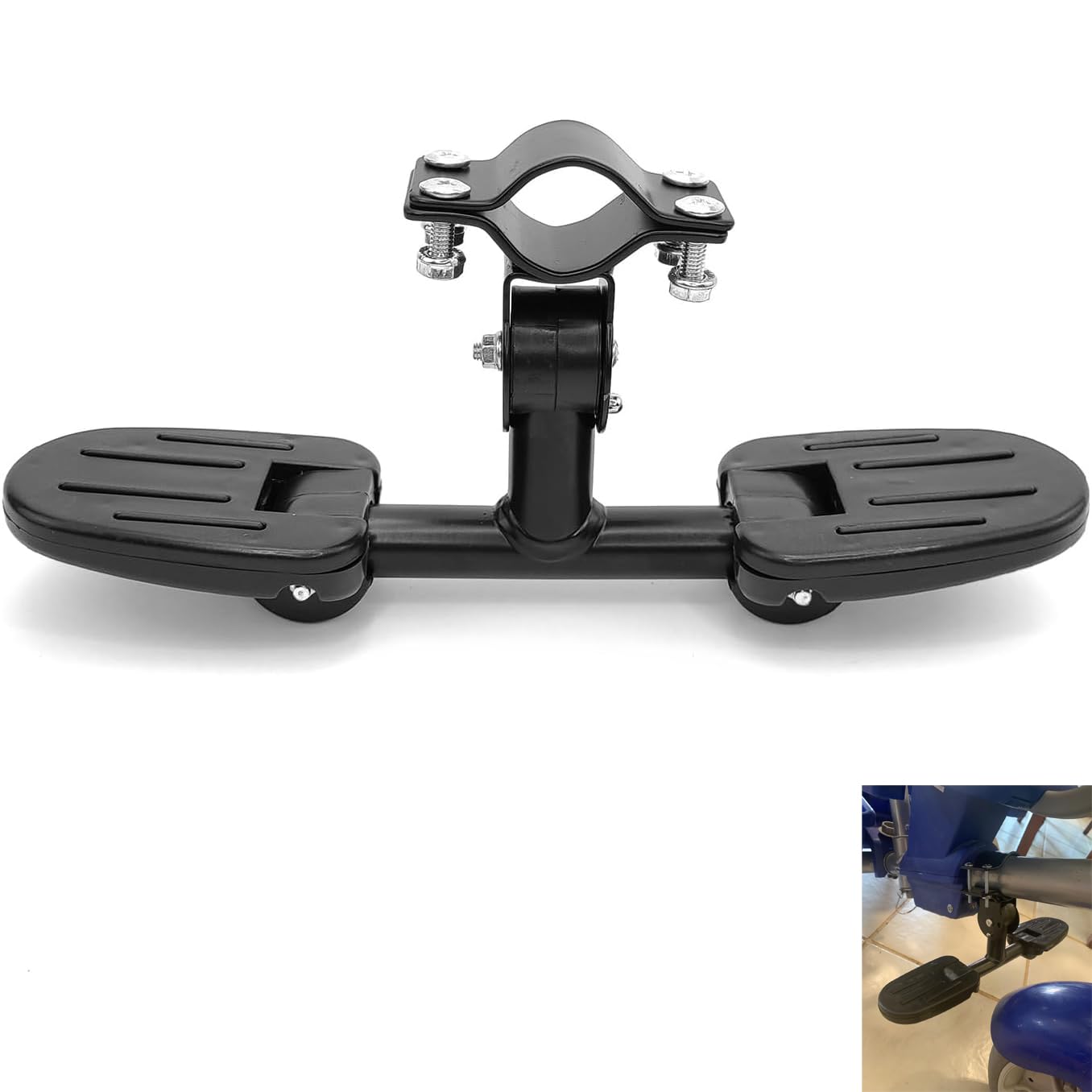 YehVeh Kick Scooters Footrest with Folding Foot Rest Pegs 3 Wheel Scooter Footrest Pedals for 3 Wheeled Scooter with Foldable Seat Front Mount Never Fall Down 2-in-1 Scooters