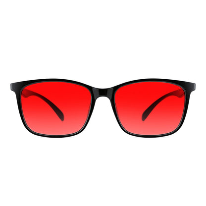 TIJN Sleep Glasses for 99.9% Blue Green Light Blocking Dual AR Coatings Red Lens for Computer Gaming Reduce Eyestrain, TR90, Black