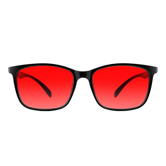 TIJN Sleep Glasses for 99.9% Blue Green Light Blocking Dual AR Coatings Red Lens for Computer Gaming Reduce Eyestrain, TR90, Black