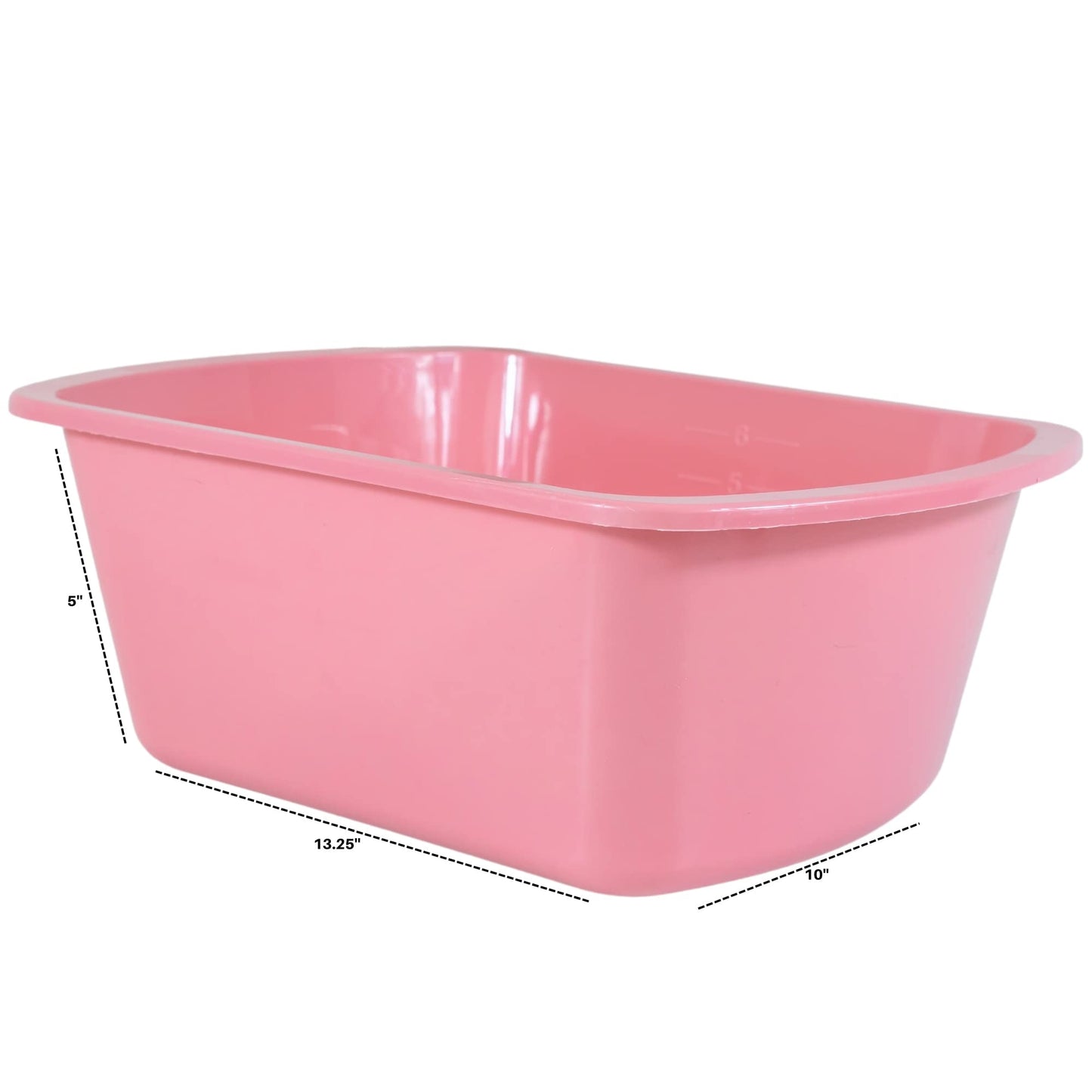 Wash Basins – Rectangular Plastic Hospital Bedside Soaking Tub - Small 7 Qt Graduated Bucket - Portable Washbasin for Washing, Cleaning, Foot Bath, Dishes, Face Cleansing Bowl -13.25 x 10 x 4.5 Inches