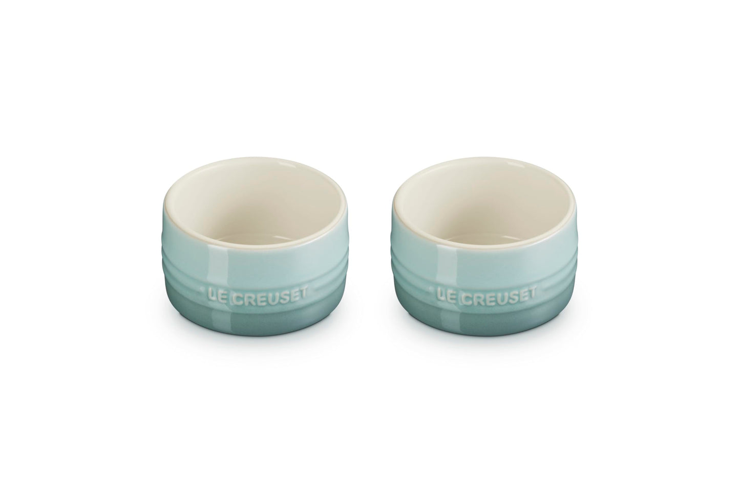 Le Creuset Stoneware Round Straight Wall Ramekin, Set of 2, 7 oz. Each, Sea Salt