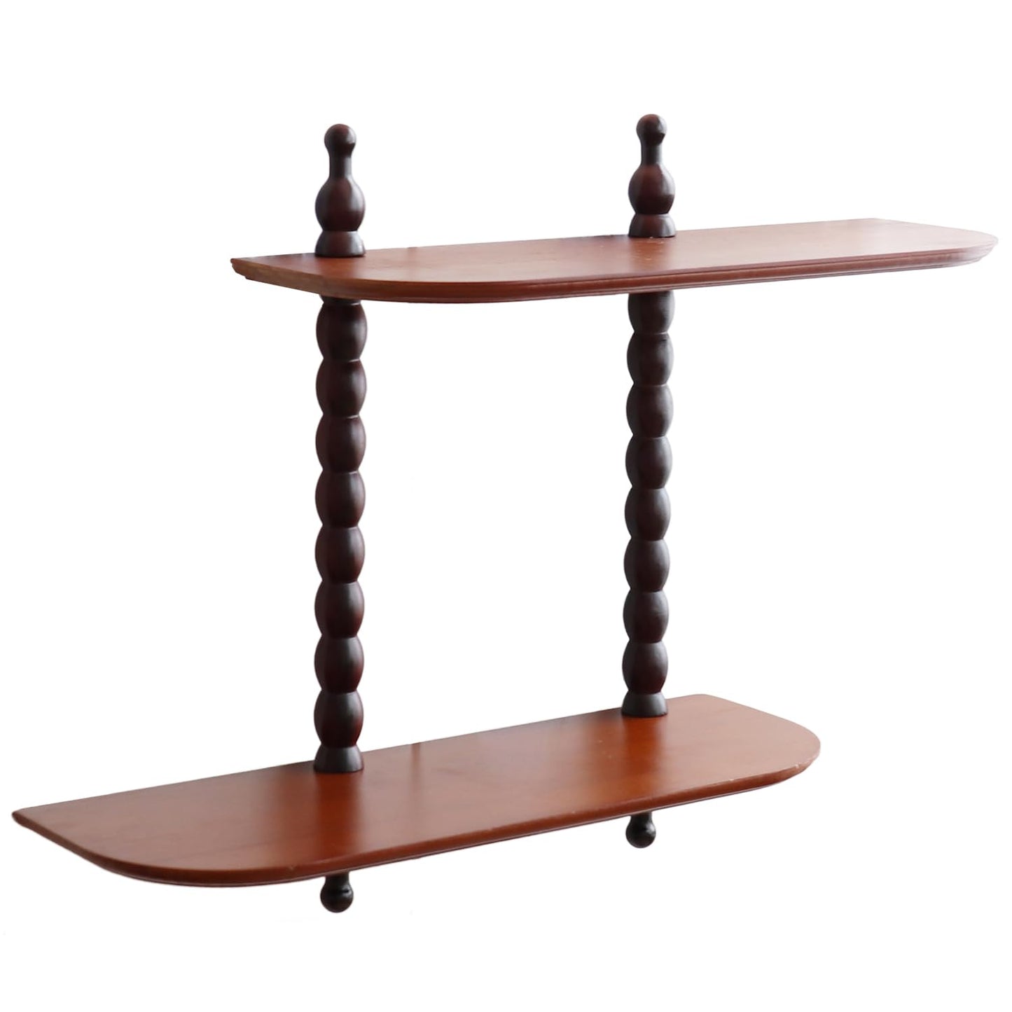 FRIADE 2-Tier Wall Mounted Floating Shelf with Two Roman Columns, Decorative Display Shelf for Entrance, Bathroom, Bedroom, Living Room, Kitchen, Office (Brown)