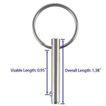 VTurboWay 2 Pack Small Quick Release Pin, Diameter 3/16", Usable Length 0.95", Full 316 Stainless Steel, Bimini Top Pin, Marine Hardware