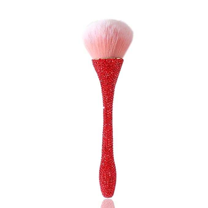 WOKOTO 1pcs Red Rhinestone Nail Dust Brushes
