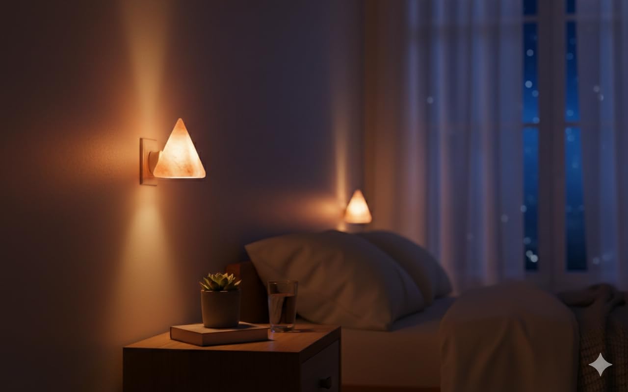 NatureBoost Himalayan Pink Salt Night Light Pyramid (3 Pack) Natural Crystal Plug-in Salt Lamp with Warm Amber Glow.