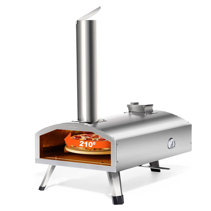 PolarcoForgeco G-HWPON001, Rotatable Wood Fired Pizza Oven-12 inch, Silver