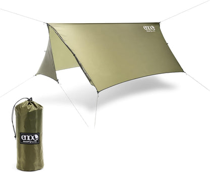 ENO HouseFly Rain Tarp - Lightweight Waterproof Tarp with Stowable Doors - for Camping, Hiking, Backpacking, Travel, a Festival, or The Beach - Lichen