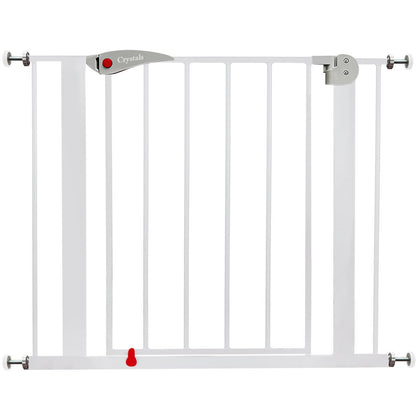 Crystals Stair Gate No Drilling Screws, Baby of Width 75 cm to 85 cm, 10 Extension Gates for Baby, Dogs, Safety Kids, Auto Close with 90° Two Way Opening, White, Grey
