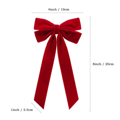 Aoyom 25Pcs Red Velvet Bows for Christmas Tree, 4 x 8 inch Xmas Ornaments with Pre-Made Twist Ties & Self-Adhesive, for Tree Cabinet Front Door Wreath Holiday Home Decor