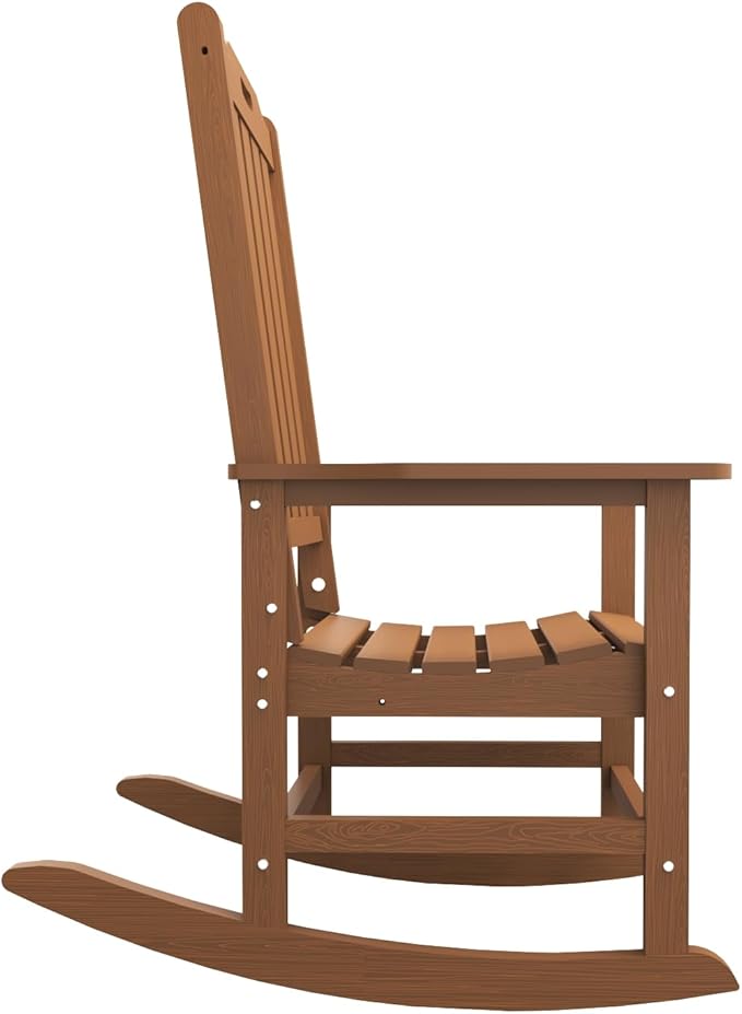 Oversized Rocking Chair Set of 8, Outdoor Rocking Chair for Adults, All Weather Resistant Porch Rocker for Lawn Garden, Wood
