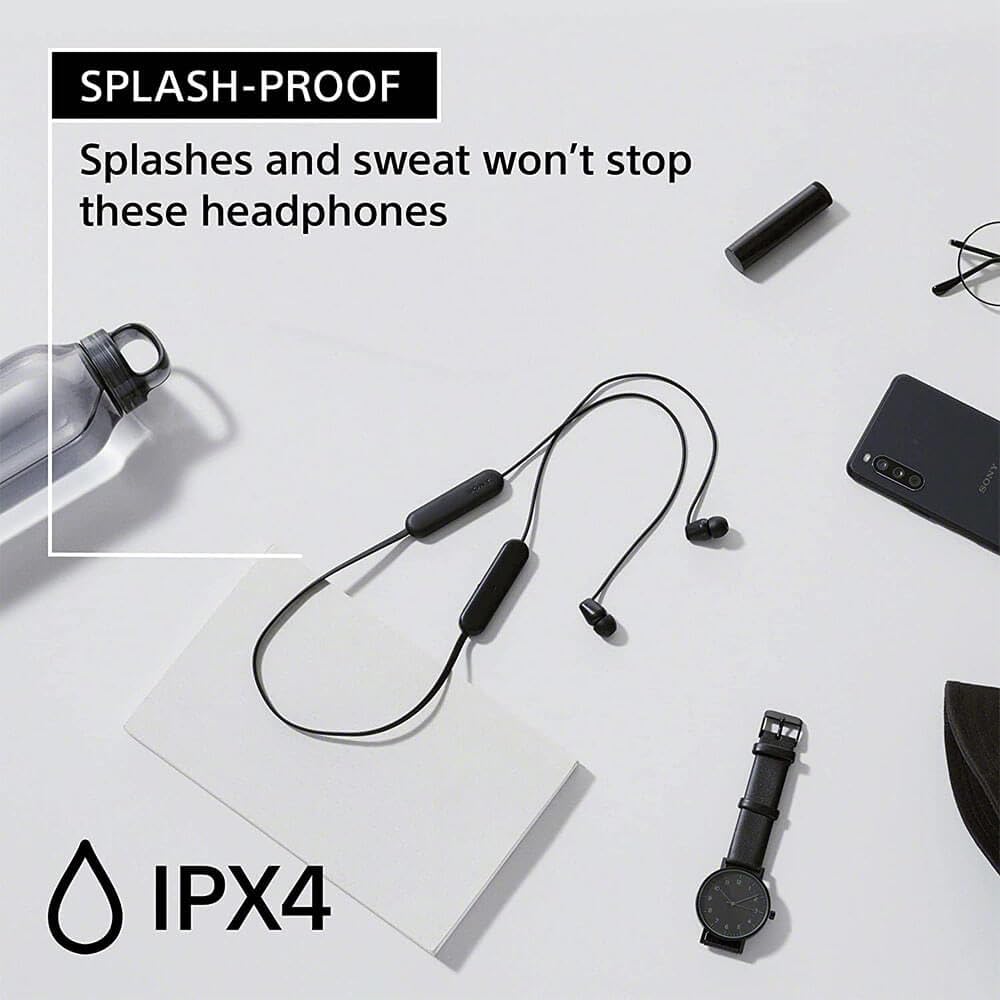 Sony WI-C100 Wireless in-Ear Bluetooth Headphones with Built-in Microphone, White