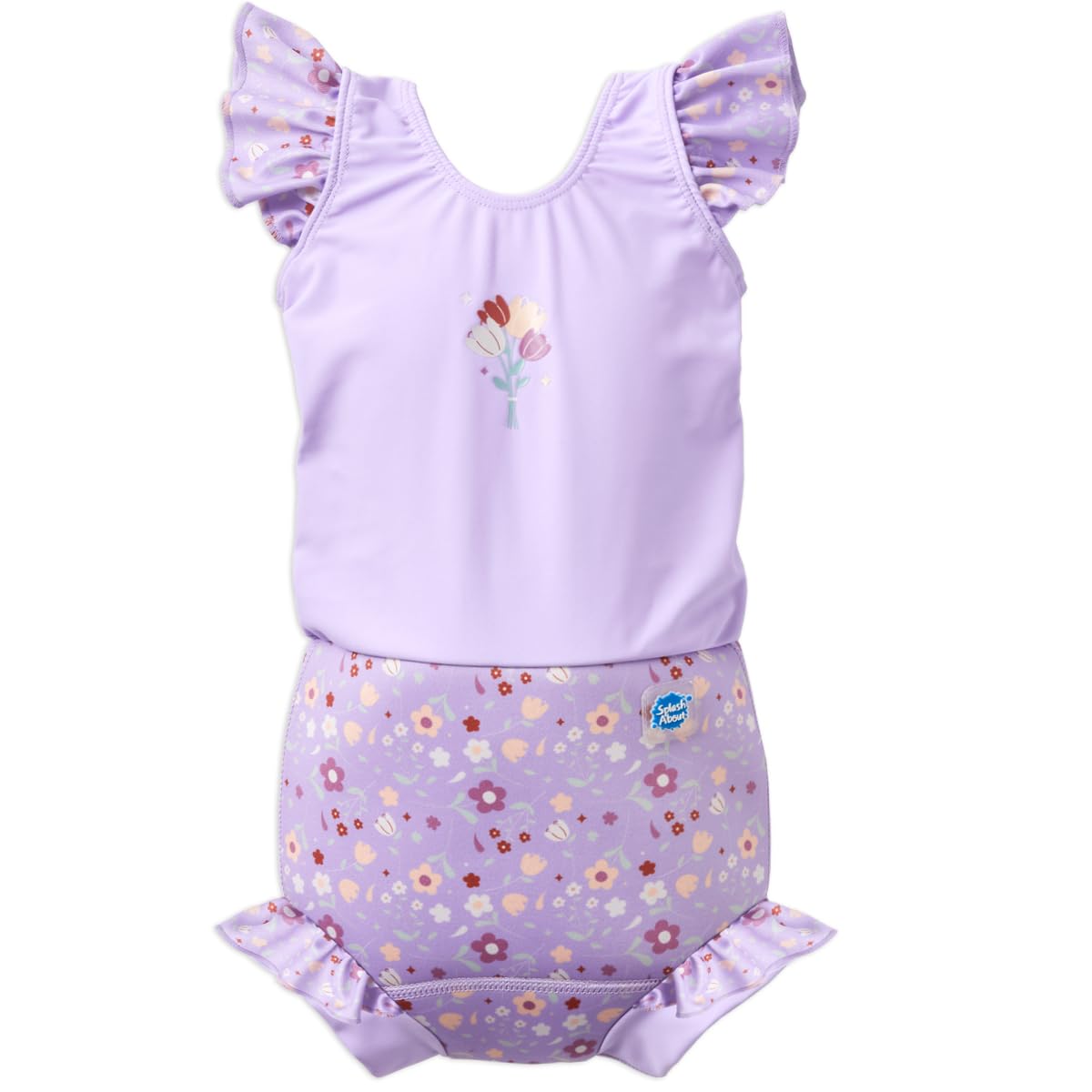 Splash About Baby Girls Happy Costume One Piece Swimsuit, Lilac Spring, 2-3 Years UK