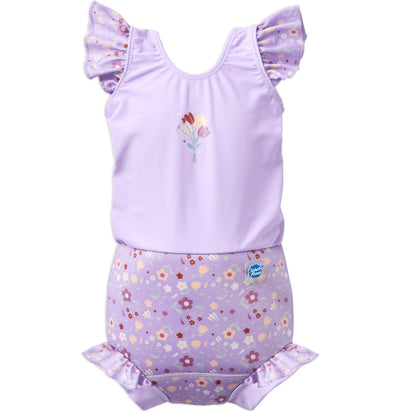 Splash About Baby Girls Happy Costume One Piece Swimsuit, Lilac Spring, 2-3 Years UK