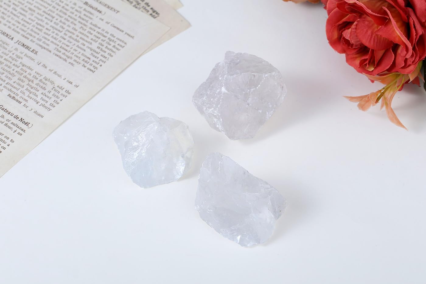 Natural Raw Crystal Incense Holder Set - 3 Unpolished Amethyst/White Quartz/Pink Stone (3-5cm), Aromatherapy Gift for Meditation, Yoga & Home Decor, Healing Energy Stone