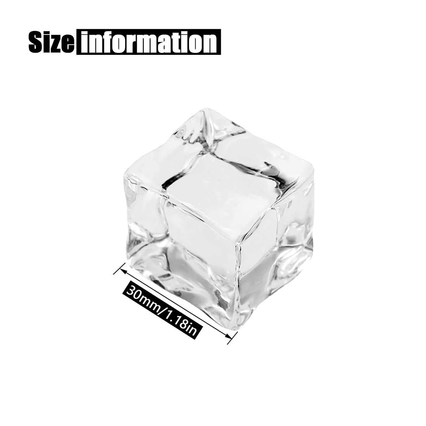 LYFJXX Fake Ice Cubes, 30 mm 25 PCS Artificial Acrylic Crystal Diamonds for Vase Fillers,Table Scatter, Party Favor, Wedding Decoration, Photography Props, Food Display, DIY crafts