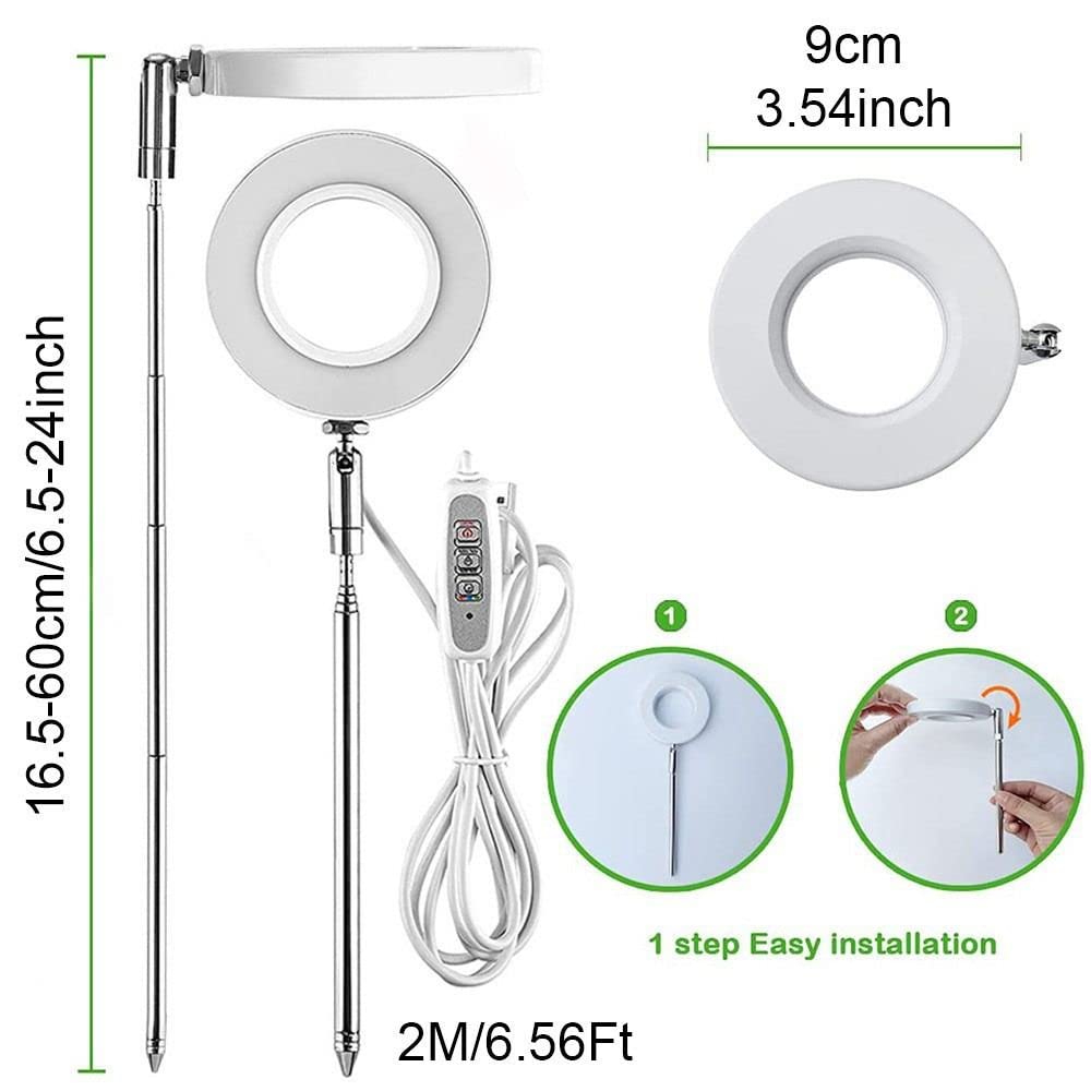 Andy's Orchids LED Grow Light, Adjustable Height, Full Spectrum, 360 Lumen, 40 LED Beads, USB Powered, White, Acrylic & Metal, Modern Design, Indoor Use