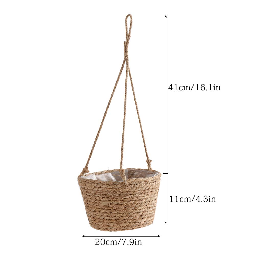 WYSRJ 8inch Jute Rope Hanging Planter Woven Plant Basket Macrame Plant Hangers Plant Holder Basket Decorative Storage Baskets for Plants Pots Home Decor