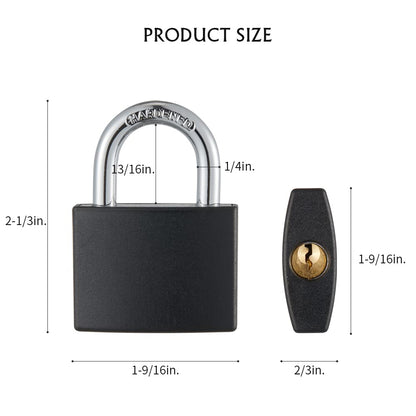 CINCINNO Covered Aluminum Padlock with Key, 8 Pack 1-9/16" Padlocks with Same Key，Key Lock for Outdoors
