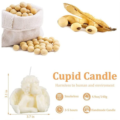 Angel 2 Pack Soy Scented Hand Carved Aesthetic Candles for Home Decor (Milk White)