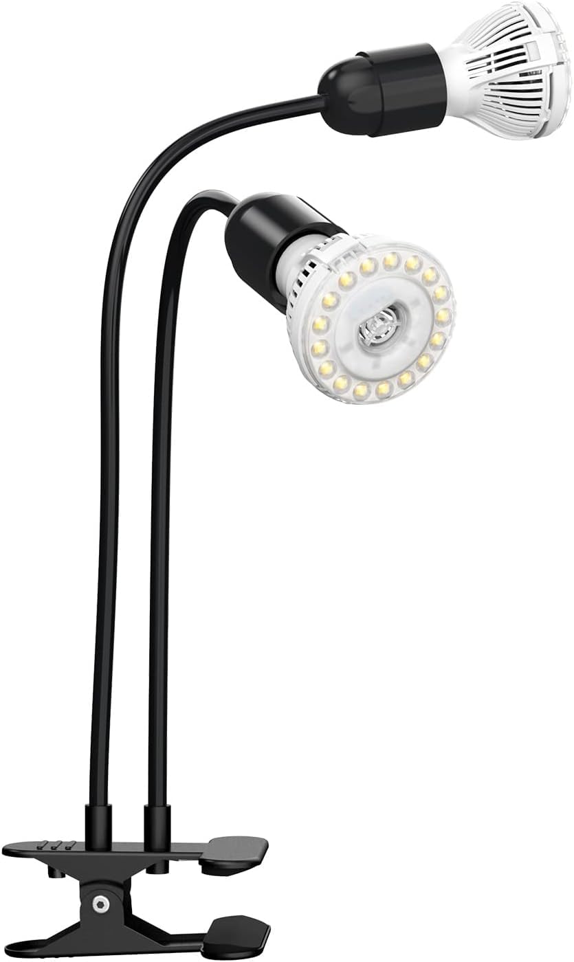 SANSI LED Grow Lights for Indoor Plants, 300W Full Spectrum Gooseneck Clamp Grow Lamp, 20W Power Plant Light with High PPFD for Seeding, Lifetime Free Bulb Replacement Plant Lights for Indoor, 2 Head
