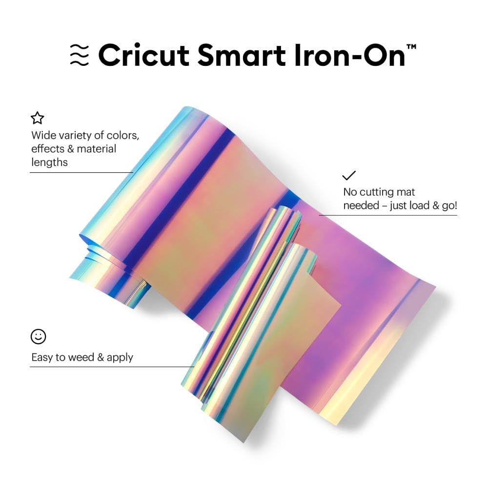 Cricut Smart Iron On (13in X 9ft, Holographic Blue) for Explore 3 and Maker 3 - Matless Cutting for Long cuts up to 12ft