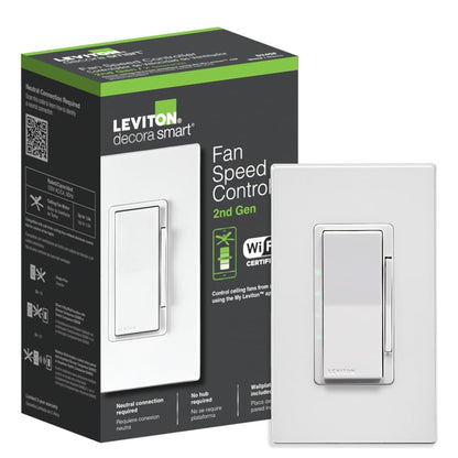Leviton Decora Smart Switch, Wi-Fi 2nd Gen, Neutral Wire Required, Works with Matter, My Leviton, Alexa, Google Assistant, Apple Home/Siri & Wired or Wire-Free 3-Way, D215S-1RW, White
