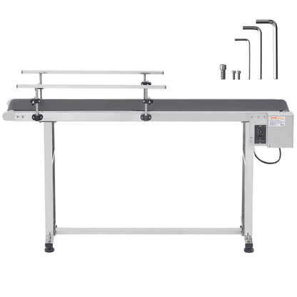 VEVOR Belt Conveyor, 59 x 15.7 inch ConveyorTable, Heavy Duty Stainless Steel Motorized BeltConveyor for Inkjet Coding Applications Powered PVCBelt Anti-Static Adjustable Speed (Double Guardrail)
