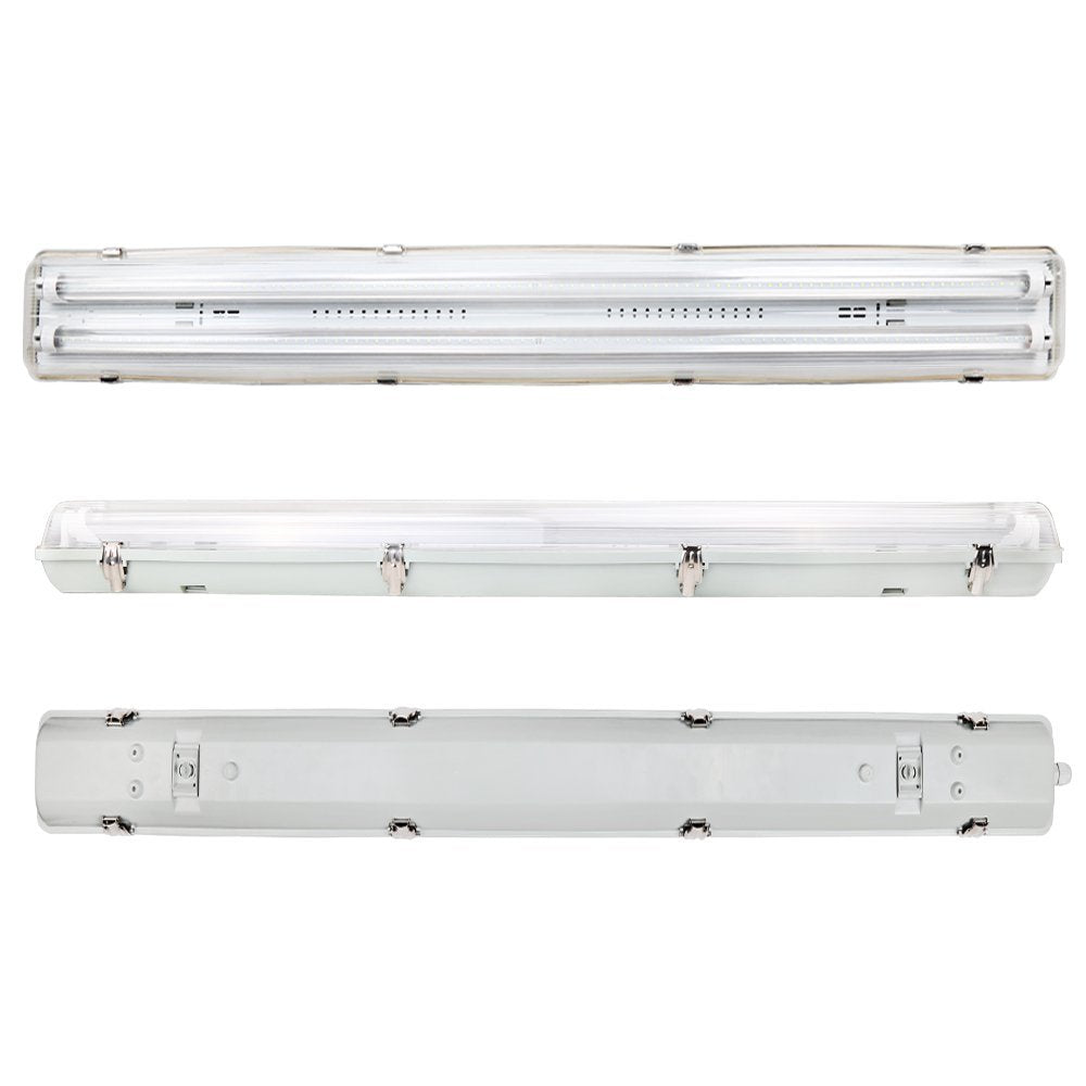 5Ft LED Twin Non Corrosive T8 Batten Fitting Indoor or Outdoor IP65 Weatherproof Fixture – Ideal For Garage Warehouse Car Park Industrial Lighting - Comes with 2x 6000k Daylight 58w T8 LED Tubes
