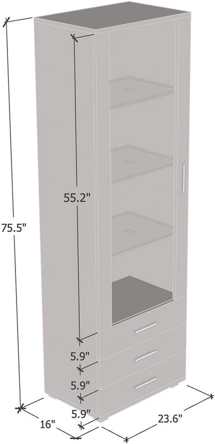 Meble Furniture Soho S1 1D3S Modern Freestanding Bookcase — 16-Color