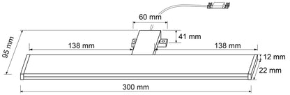 SEBSON® LED Bathroom Mirror Light 30cm, Mirror Lighting Cabinet Mounted + Clip On, Neutral White 4000K, 5W, 400lm, IP44-300x95x41mm