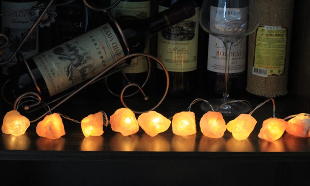 Fantasee Himalayan Salt String Light, Natural Hand Carved Salt Crystal Light Release Negative Ions for Bedroom, Living Room, Office, Home Deco, Yoga, Night Light, Gift (6.6ft 10led)