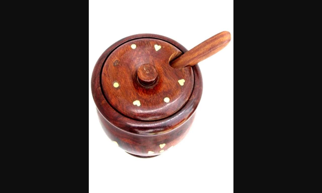 Woodensure Wood Spice Cellars Box with Lid for Kitchen, Countertop, Round Storage Box for Spices, Salt cellar, Salt Box, Salt Container, Salt Storage