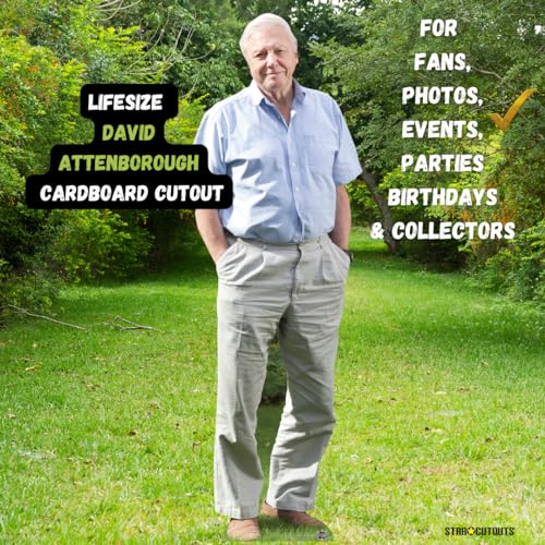 Star Cutouts Ltd CS774 David Attenborough Lifesized Cardboard Cutout with Free Table Top Height 178cm, Multicolour