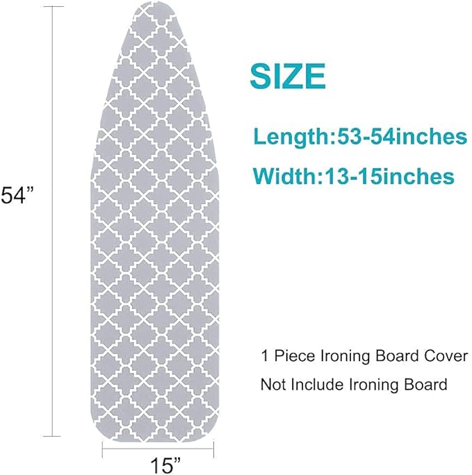 Ironing Board Cover and Pad Standard Size 15"x54", Resists Scorching and