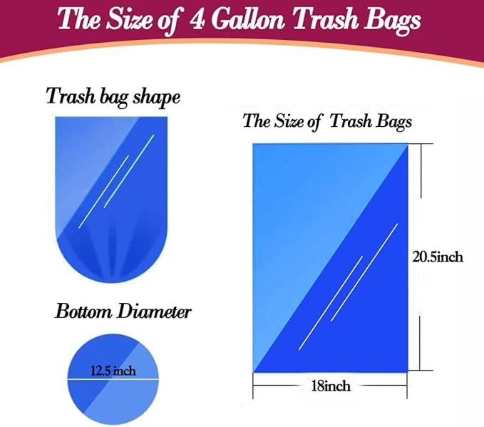 4 Gallon 180pcs Small Black Trash Bags Strong Garbage Bags, Bathroom Trash Can