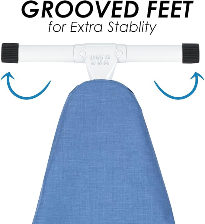 Full Size Ironing Board with Cover & Pad – USA-Made with Enhanced Grip Feet