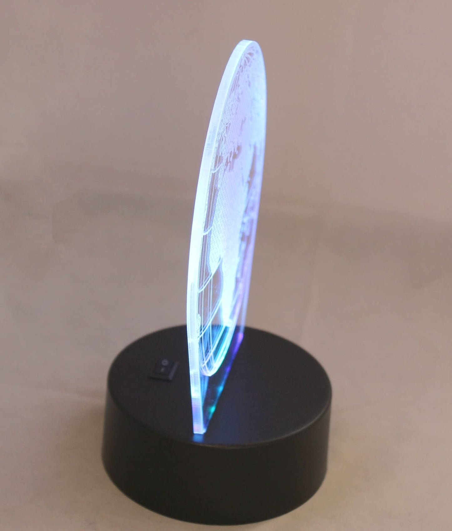 Dependable Industries 3D World Globe LED Light 7 Color Changing Table Lamp Night Light Optical Visual Illusion Acrylic