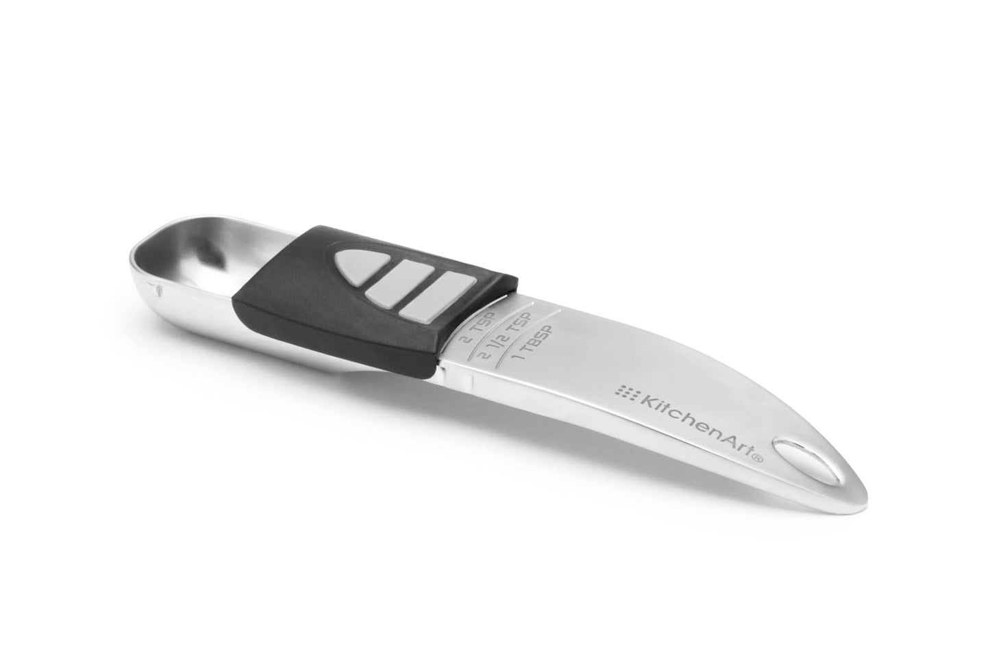 KitchenArt Stainless Steel Pro Adjust-A-Tablespoon, Adjustable Tablespoon Scoop, Measures 1/2 TSP to 1 TBL