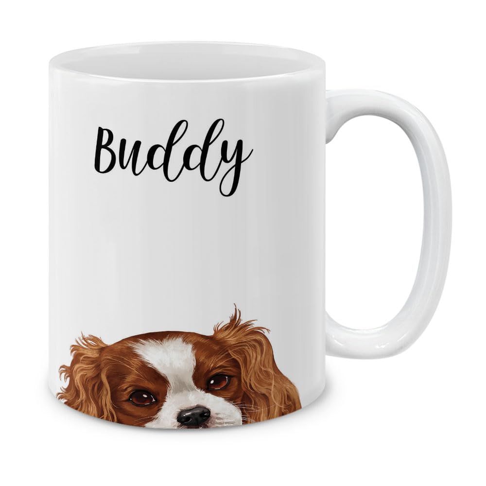 MUGBREW Personalized Coffee Mug with Your Name or Text, Customized Gifts For Christmas Birthday Anniversary, Ceramic 11 OZ Coffee Mug Tea Cup - Cavalier King Charles Spaniels Dog